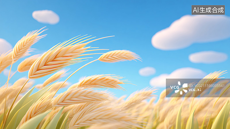 【AI数字艺术】麦田插画图片素材
