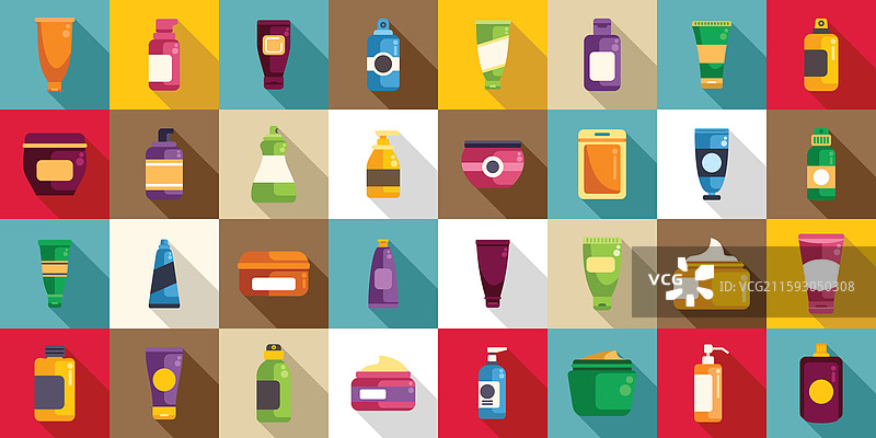 脚部护理霜图标集 彩色化妆品系列图片素材