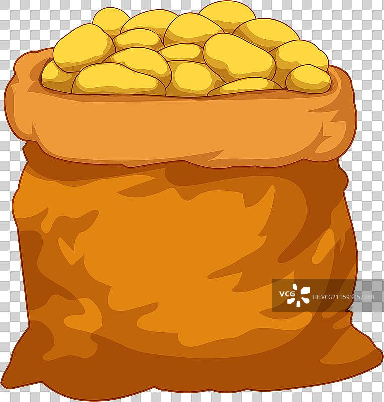 装满生土豆的麻袋溢出。图片素材