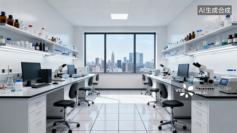 【AI数字艺术】生物科学，医疗制药，实验室，科研，实验室显微镜下的特写镜头图片素材