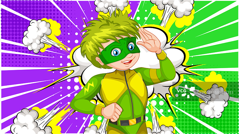 色彩斑斓的超级英雄与动感背景图片素材