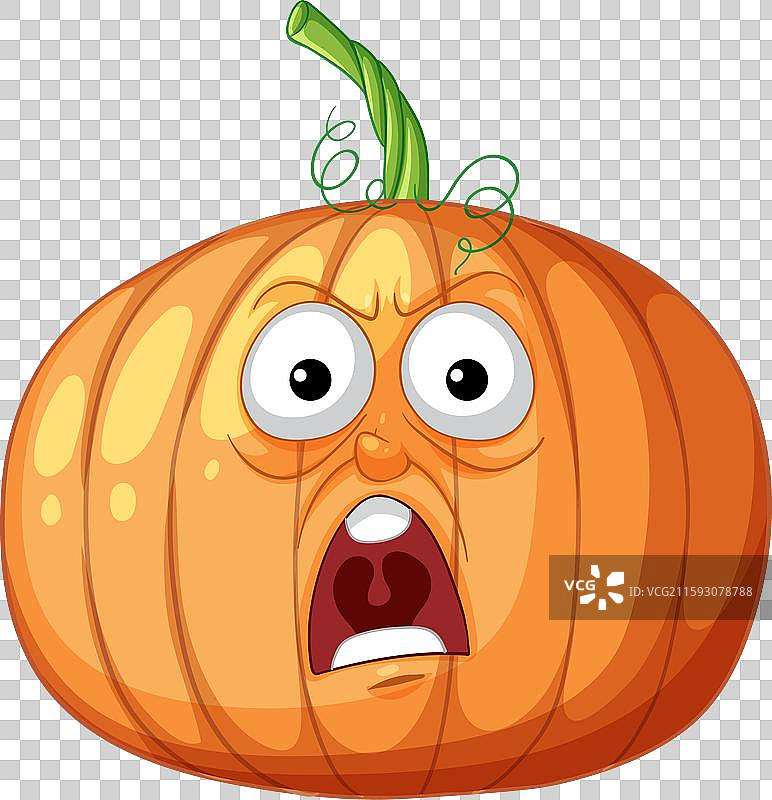 一只惊讶的南瓜，眼睛和嘴巴睁得大大的图片素材