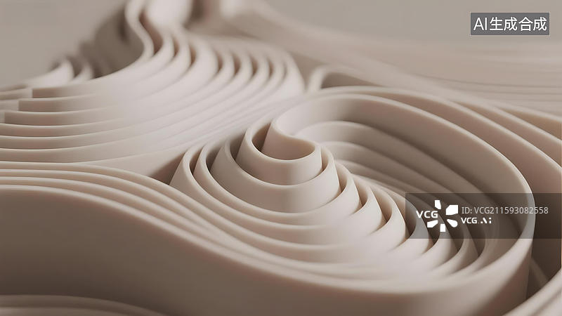 【AI数字艺术】白色波浪形层叠结构图片素材