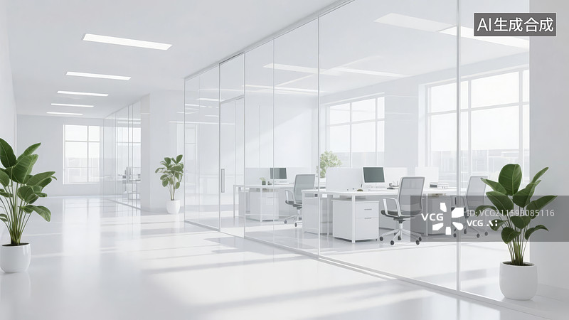 【AI数字艺术】现代明亮办公空间图片素材