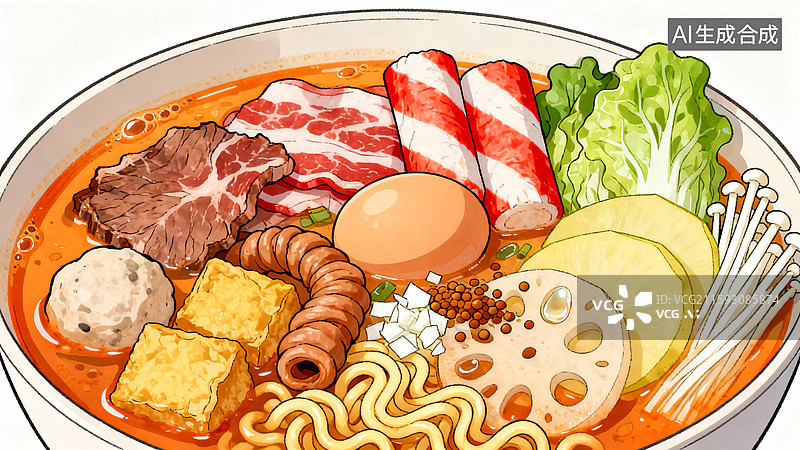 【AI数字艺术】食材丰富的麻辣烫图片素材