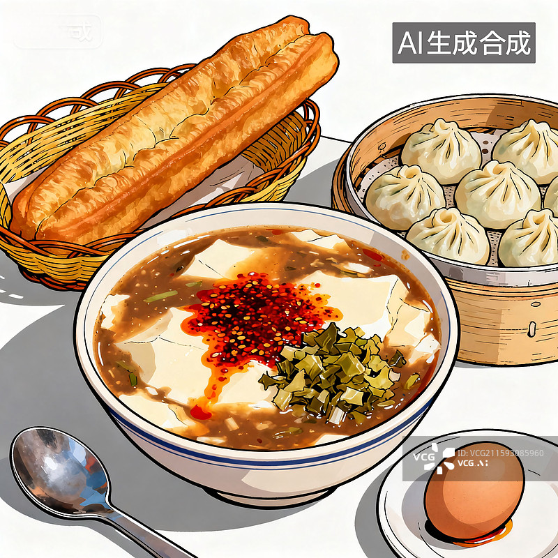 【AI数字艺术】传统中式早餐组合图片素材