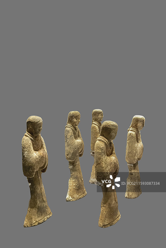 山东省济南市章丘区博物馆：陶彩绘女俑（西汉，危山汉墓二号坑出土）图片素材