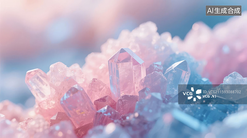 【AI数字艺术】粉蓝晶簇特写图片素材