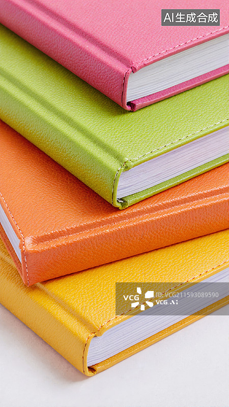 【AI数字艺术】彩色笔记本堆叠图片素材
