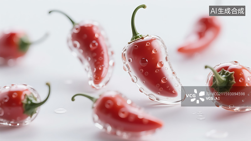 【AI数字艺术】结冰的小米辣插画图片素材