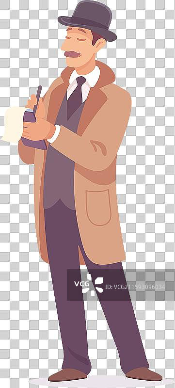 检查笔记的侦探男角色图片素材