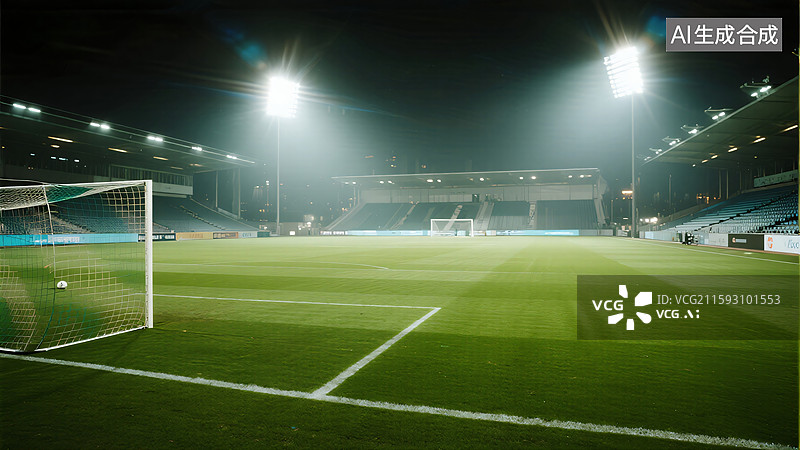 【AI数字艺术】夜幕下的绿茵场图片素材