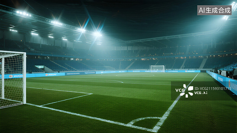【AI数字艺术】夜幕下的绿茵场图片素材
