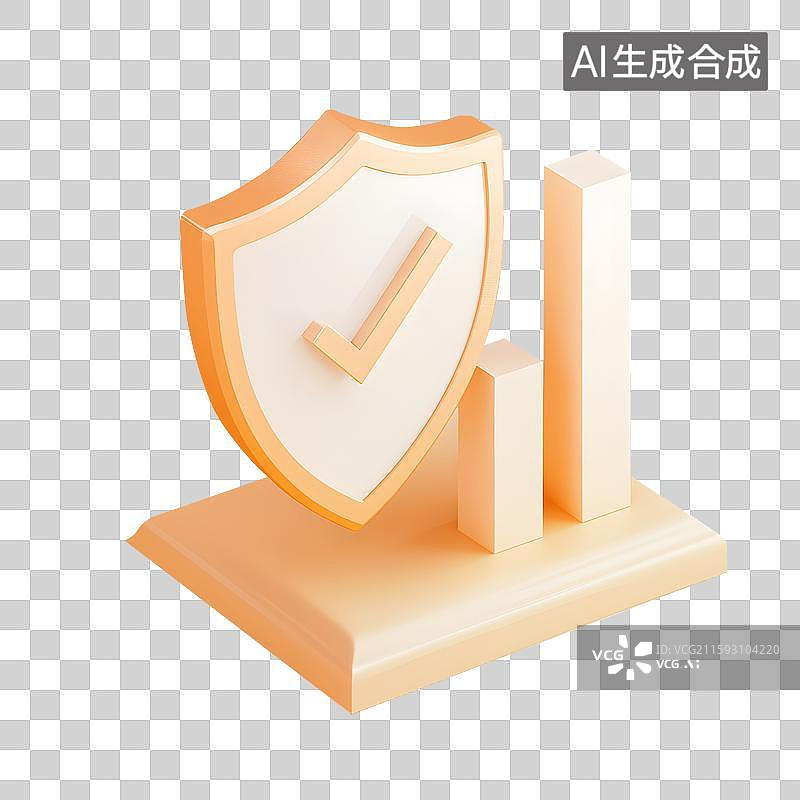 【AI数字艺术】AIGC：3D立体安全保护盾 证券金融股票背景插图图片素材