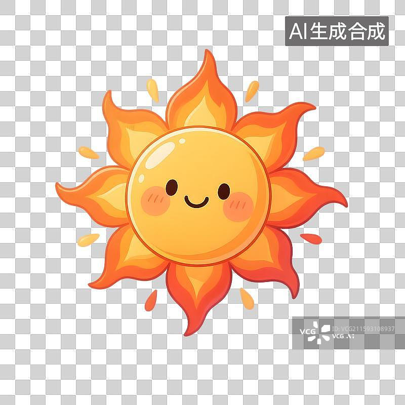 【AI数字艺术】太阳笑脸可爱图片素材