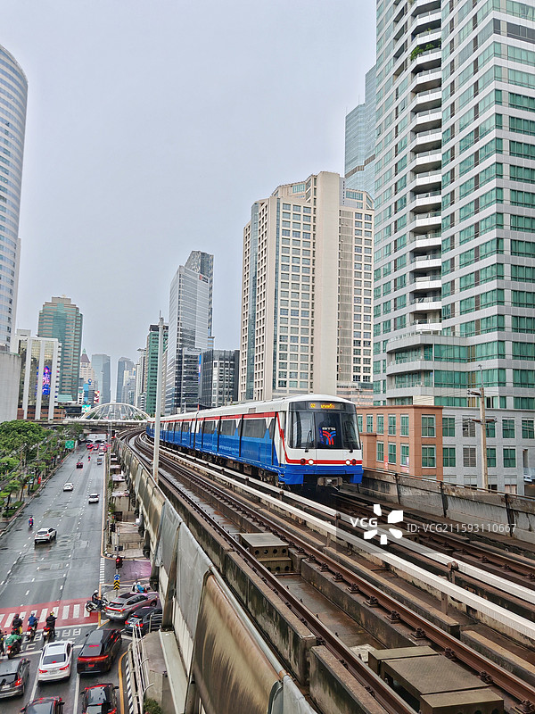 泰国曼谷城市风光BTS地铁轨道交通图片素材