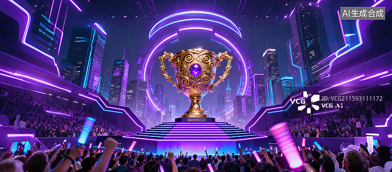 【AI数字艺术】电竞比赛，电竞夺冠奖杯，电子游戏图片素材