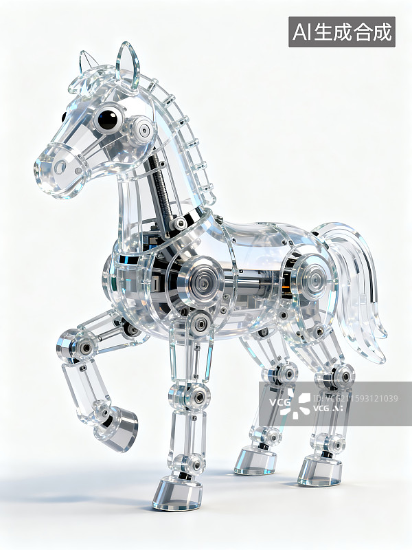 【AI数字艺术】透明机械结构小马图片素材