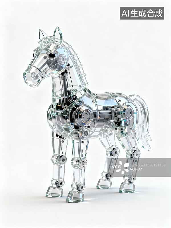 【AI数字艺术】透明机械结构小马图片素材