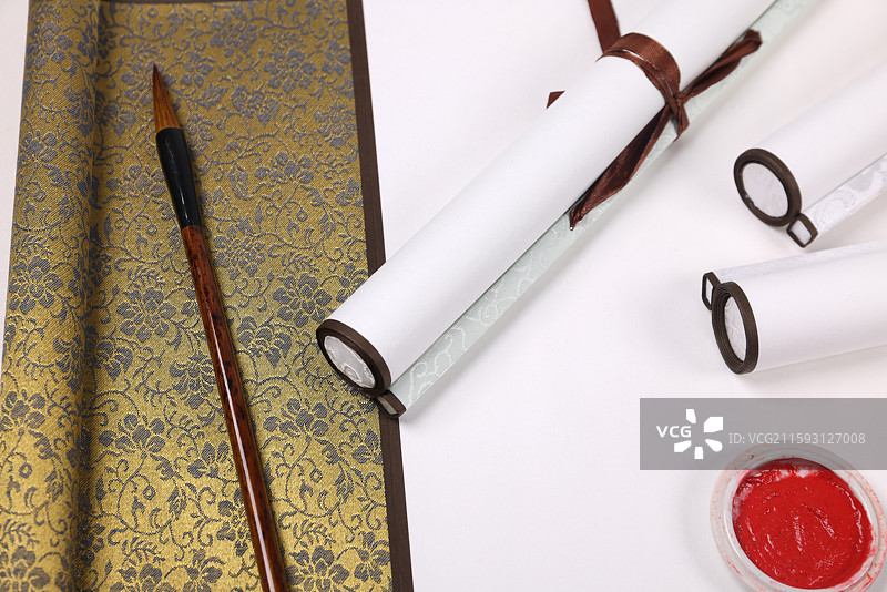 书法毛笔卷轴中国文化图片素材