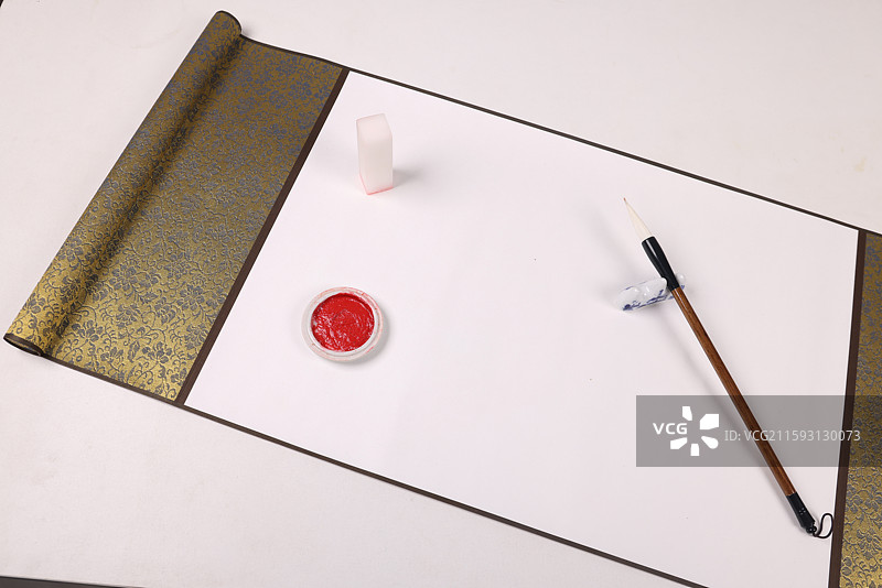 书法毛笔卷轴中国文化图片素材