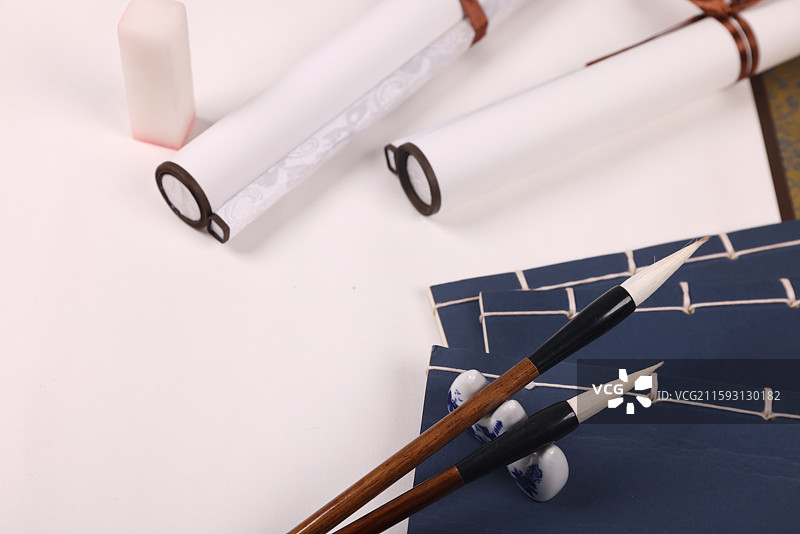 书法毛笔卷轴中国文化图片素材