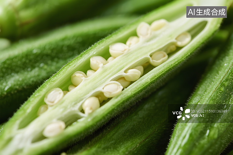【AI数字艺术】翠玉秋葵的鲜嫩剖面图片素材