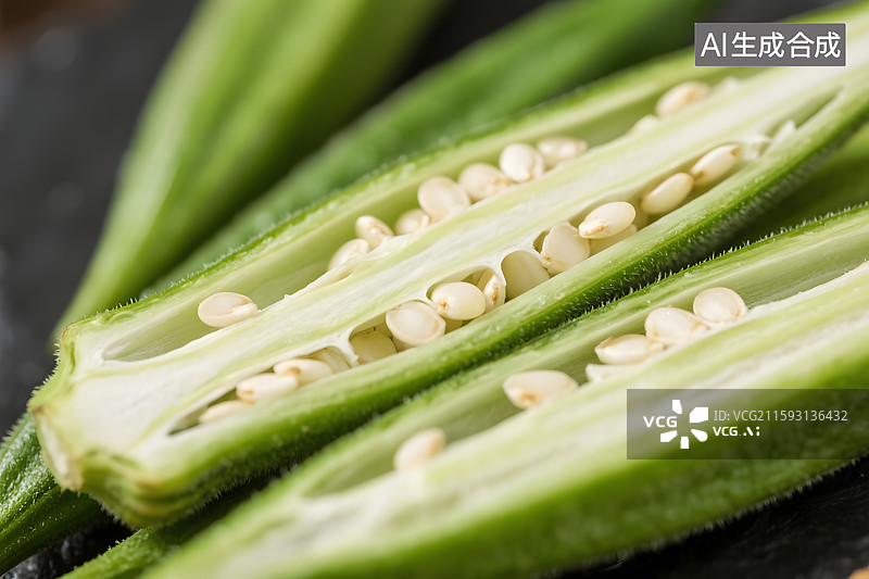 【AI数字艺术】翠玉秋葵的鲜嫩剖面图片素材