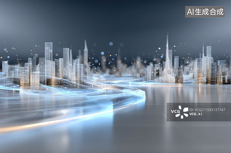 【AI数字艺术】未来智慧城市之光影画卷图片素材