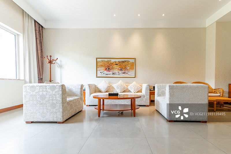 中式酒店房间房型环境中式装修室内环境、床品家具图片素材