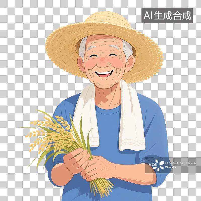 【AI数字艺术】手捧着稻穗的农民图片素材