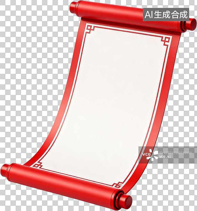 【AI数字艺术】三维图形中国风打开的空白画轴卷轴免抠元素图片素材