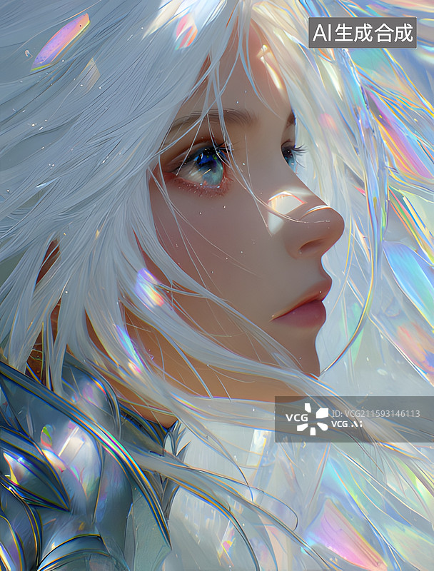 【AI数字艺术】白发少女图片素材