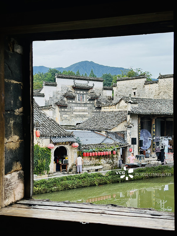 如水彩画般的宏村图片素材