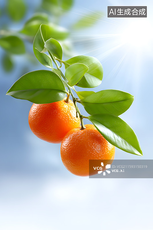 【AI数字艺术】树上金黄色的橙子图片素材