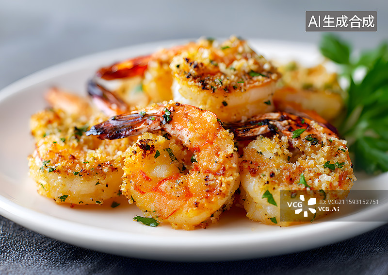 【AI数字艺术】一盘美味的香酥虾仁图片素材