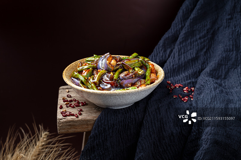 美味茄子豆角家常菜图片素材