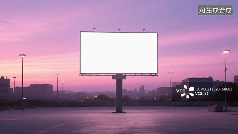 【AI数字艺术】梦幻城市LED空白广告牌灯箱图片素材