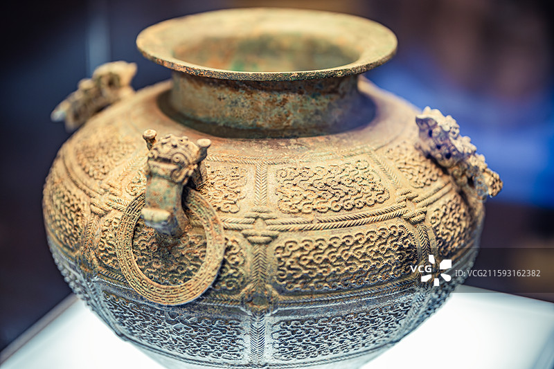 河北博物院藏唐县北城子战国初期墓出土蟠虺纹铜瓿图片素材