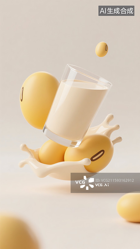 【AI数字艺术】一杯美味的豆浆黄豆健康饮食三维图图片素材