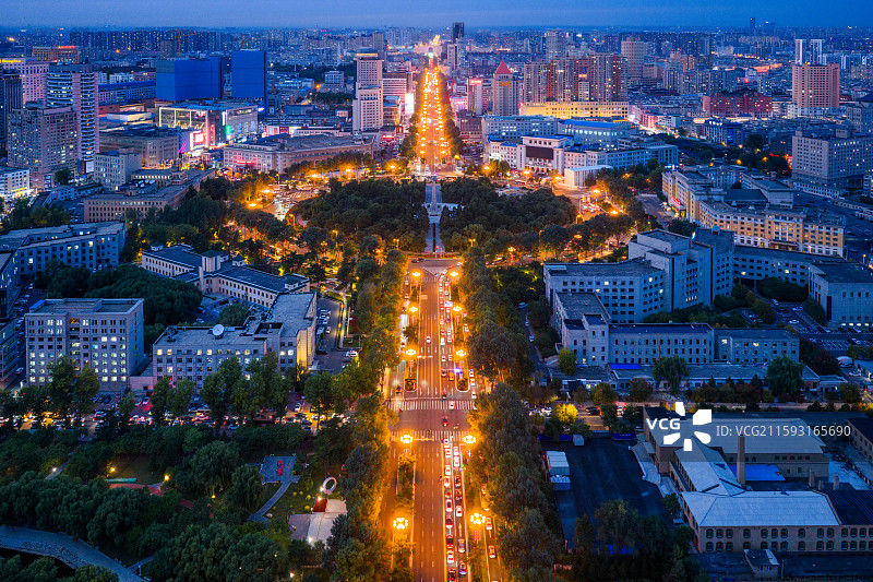 长春人民广场夜景图片素材