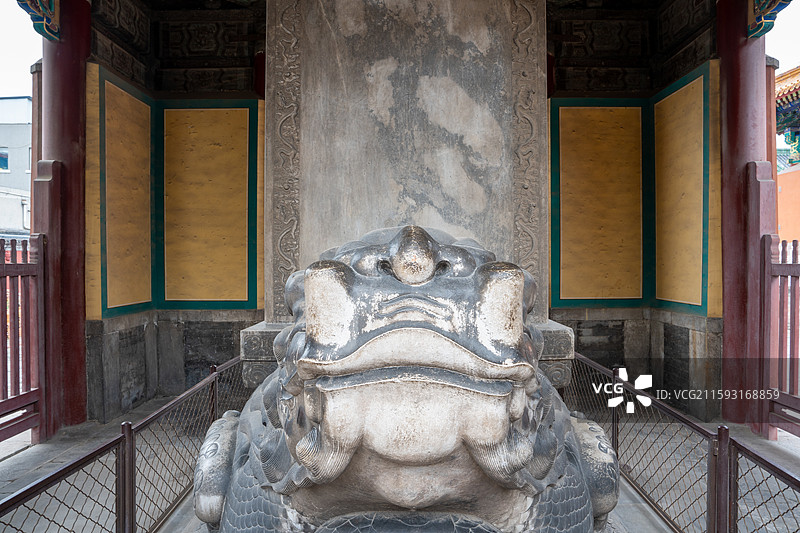 北京历代帝王庙：石雕赑屃与古碑景观图片素材
