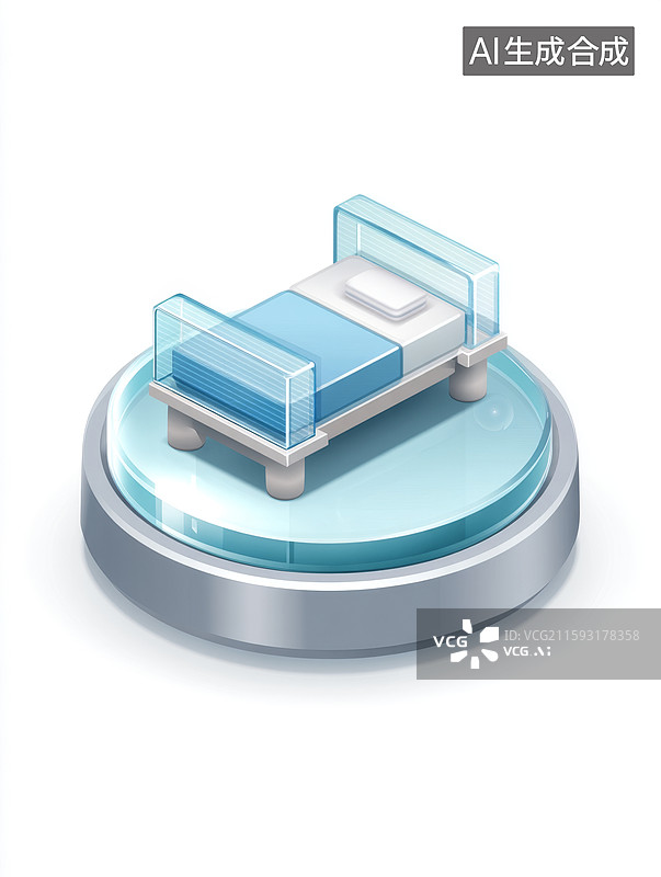 【AI数字艺术】透明床具展示模型图片素材