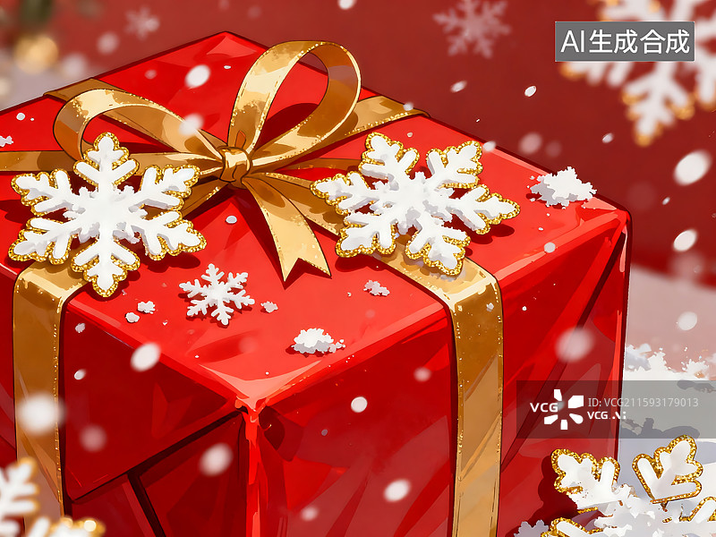 【AI数字艺术】圣诞节礼物和雪花 红色礼物盒 圣诞礼品图片素材