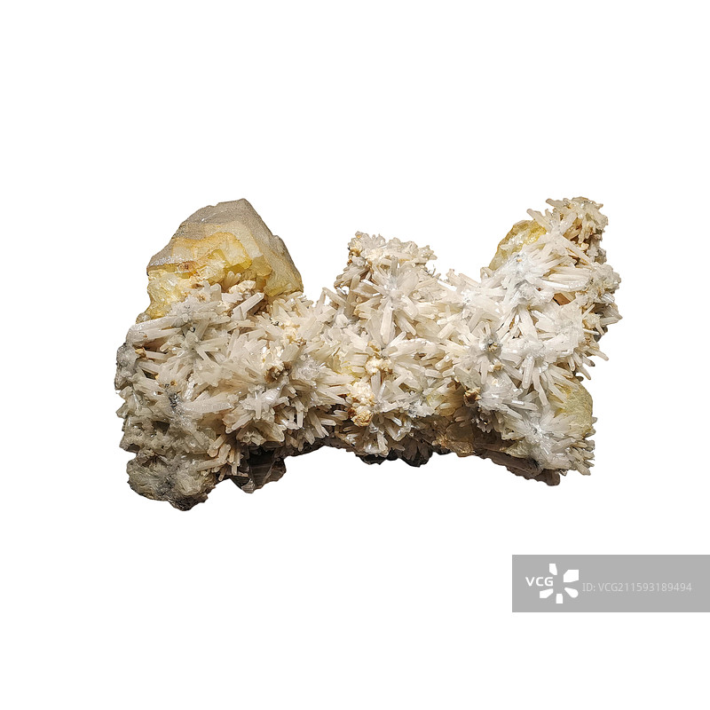 石英 萤石 黄铁矿晶簇 原石 白底图图片素材