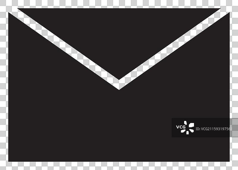 时尚扁平风格的黑色信封图标，独立展示图片素材