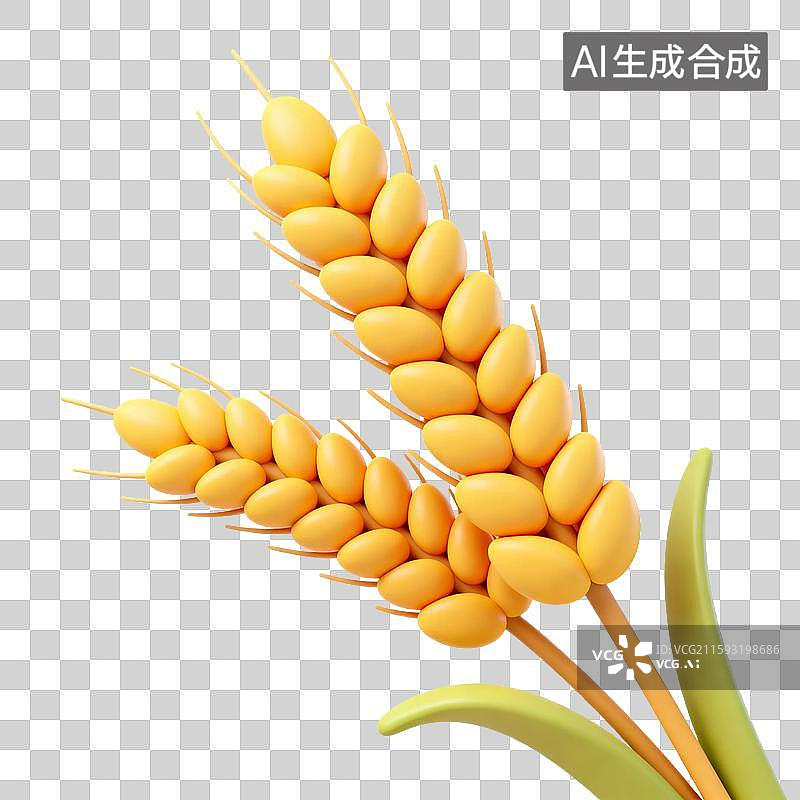 【AI数字艺术】3D立体成熟的稻谷小麦元素图片素材