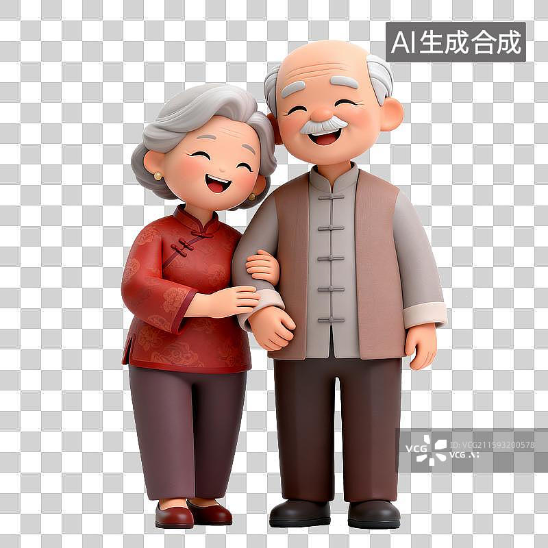【AI数字艺术】挽手的老年夫妻图片素材