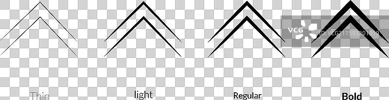 向上箭头图标，细体、常规体和粗体图片素材