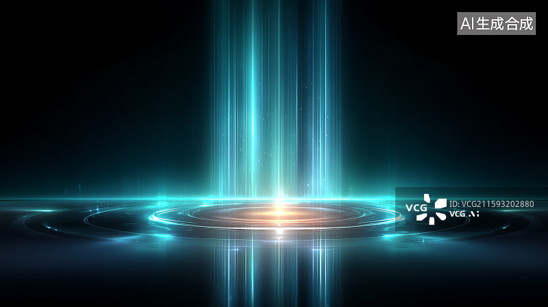【AI数字艺术】光束交汇的神秘宇宙景象图片素材